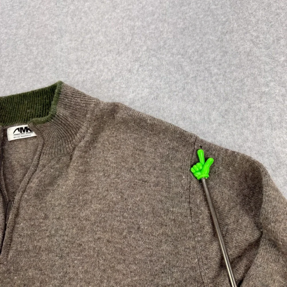 Mountain Khakis Sweater Mens 2XL Brown 100% Merino Wool 1/4 Zip Pullover Knit